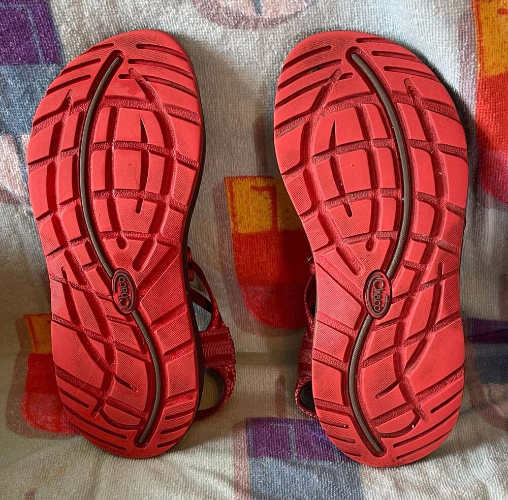 Chaco ZX/2 Women's Sandals Sz 7 Orange Red Double Strap Toe Loop Hiking Trail - Picture 5 of 5